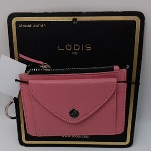 LODIS PINK LEATHER WALLET WITH SILVER KEY RING